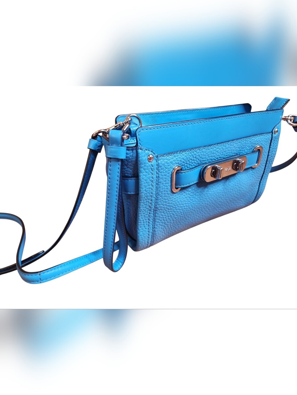 Coach Swagger  Carryall, Azure Pebble Leather 37444